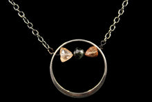 Load image into Gallery viewer, Oxidized Sterling Silver Chain With Open Circle Multi-Color Trillion Tourmaline Necklace
