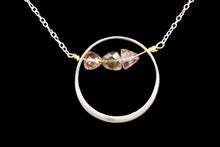 Load image into Gallery viewer, Sterling Silver Open Circle Necklace With Trillion Tourmaline Beads
