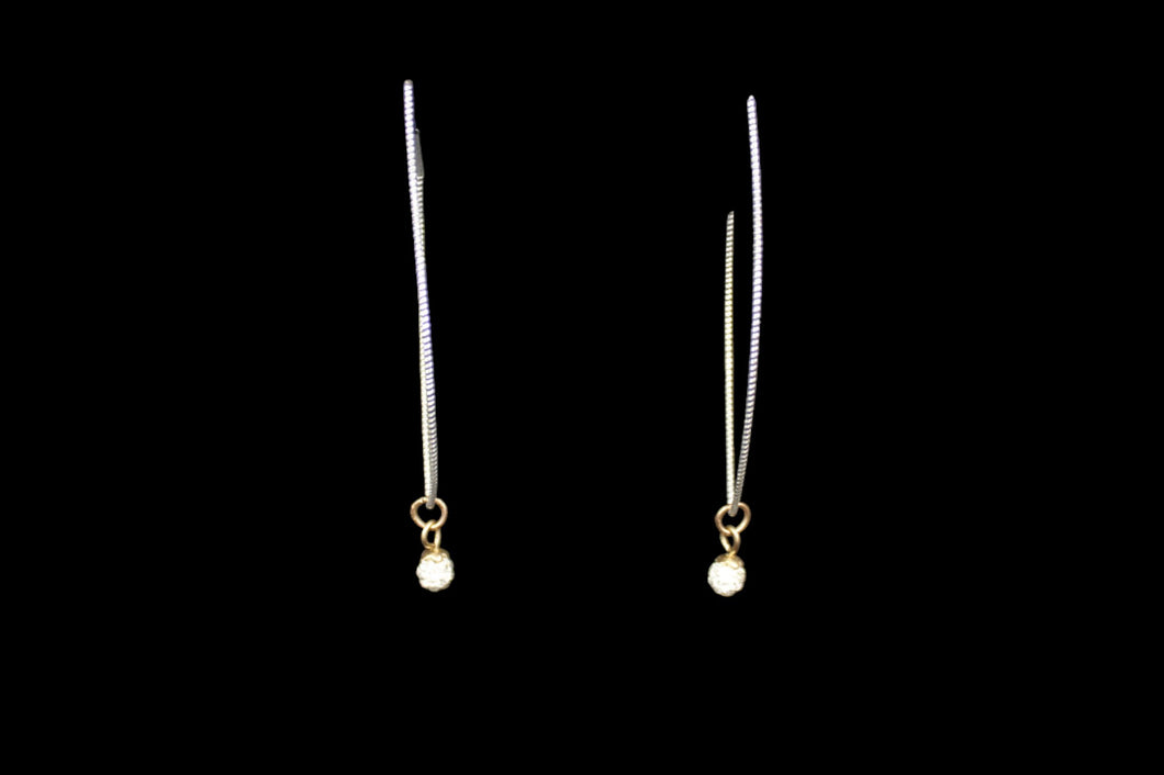 Silver Plated marque Shape Wire Earrings With Cubic Zirconia Bead
