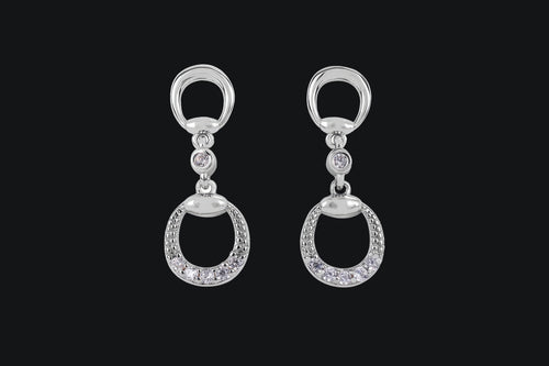 Sterling Silver Cubic Zirconia Eggbutt Dangle Earrings - Elegant Elements By Kelly