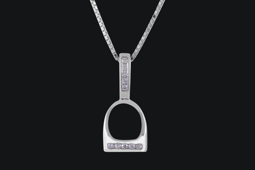 Sterling Silver Small Cubic Zirconia English Stirrup Necklace - Elegant Elements By Kelly