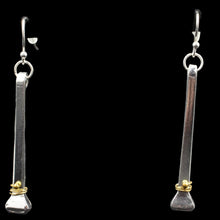 Load image into Gallery viewer, Sterling Silver &amp; Aluminum Horse Nail Earrings With Gold Tone Accent
