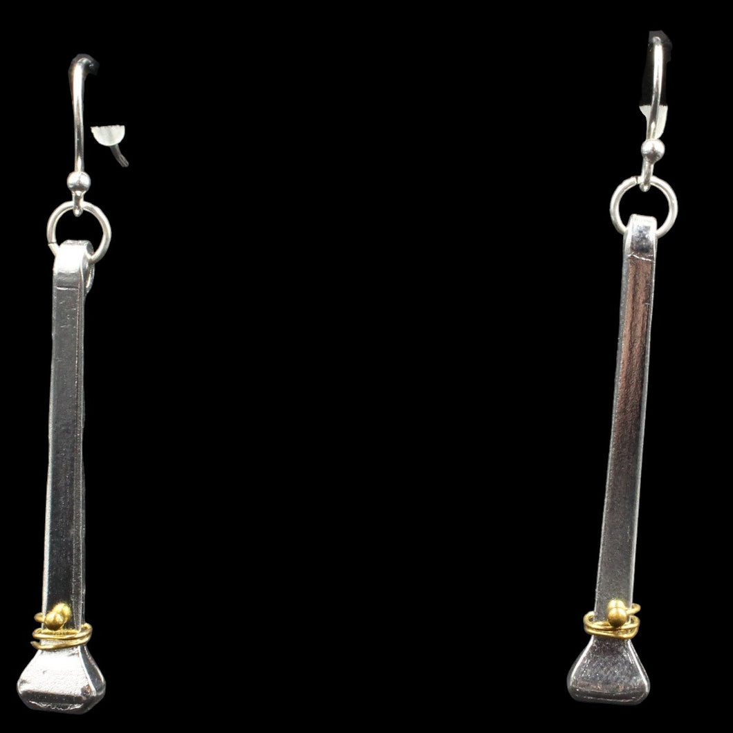 Sterling Silver & Aluminum Horse Nail Earrings With Gold Tone Accent