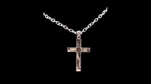Men’s Custom Sterling Silver 38mm Horsehair Cross Necklace - Elegant Elements By Kelly