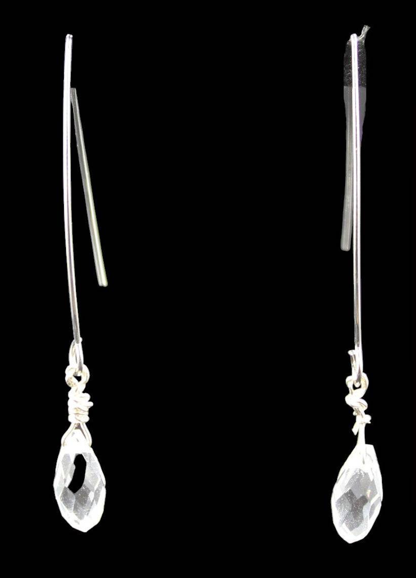 Sterling Plated Marquise Shape Earrings With Crystal Accent - Elegant Elements By Kelly