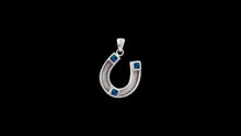 Load image into Gallery viewer, Custom Sterling Silver Horseshoe Horsehair Pendant with Princess Cut Gemstone Accents - Elegant Elements By Kelly
