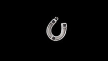 Load image into Gallery viewer, Custom Sterling Silver Horseshoe Horsehair Pendant with Princess Cut Gemstone Accents - Elegant Elements By Kelly
