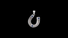 Load image into Gallery viewer, Custom Sterling Silver Horseshoe Horsehair Pendant with Princess Cut Gemstone Accents - Elegant Elements By Kelly
