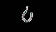 Load image into Gallery viewer, Custom Sterling Silver Horseshoe Horsehair Pendant with Princess Cut Gemstone Accents - Elegant Elements By Kelly
