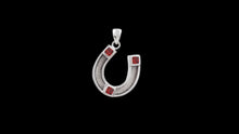 Load image into Gallery viewer, Custom Sterling Silver Horseshoe Horsehair Pendant with Princess Cut Gemstone Accents - Elegant Elements By Kelly
