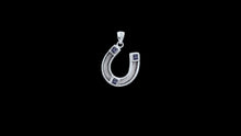 Load image into Gallery viewer, Custom Sterling Silver Horseshoe Horsehair Pendant with Princess Cut Gemstone Accents - Elegant Elements By Kelly

