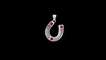 Load image into Gallery viewer, Custom Sterling Silver Horseshoe Horsehair Pendant with Princess Cut Gemstone Accents - Elegant Elements By Kelly
