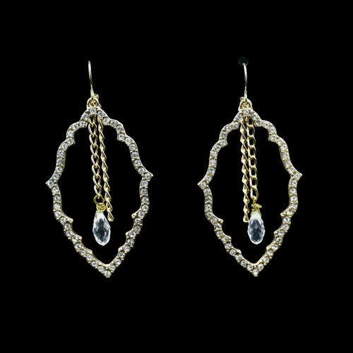 Gold Tone Chandelier Swarovski Crystal Earrings With Accent Chain