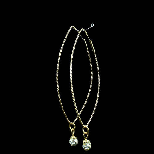 Gold Plated Marquise Shaped Wire Earrings w/ Accent Beads