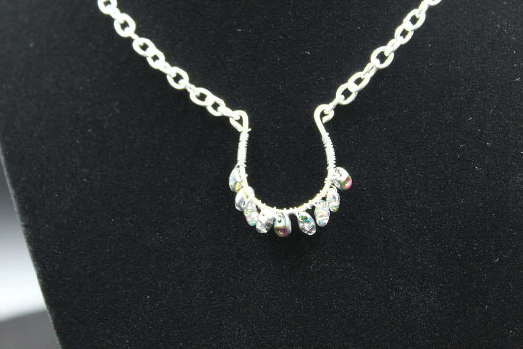Czech Glass Sterling Silver Horseshoe Necklace With Silver Plated Chain
