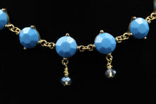 Load image into Gallery viewer, Powder Blue Crystal Station Necklace With Small Blue Swarovski Crystal Accents
