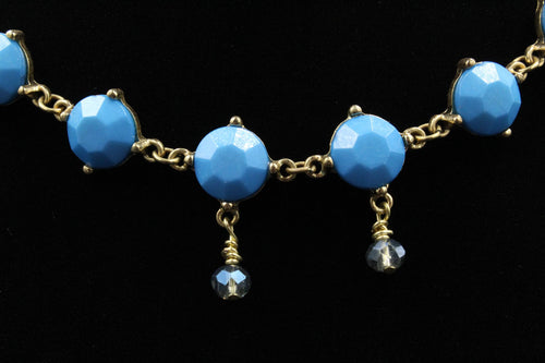 Powder Blue Crystal Station Necklace With Small Blue Swarovski Crystal Accents - Elegant Elements By Kelly