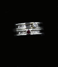 Load image into Gallery viewer, Custom Sterling Silver Horsehair Ring With Red Synthetic Ruby Birthstones - Elegant Elements By Kelly
