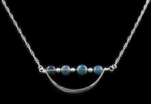 Load image into Gallery viewer, Sterling Silver Half Crescent Blue Opal Accents Necklace
