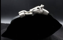 Load image into Gallery viewer, Large Horse-Head Silver Pewter Black Leather Bracelet
