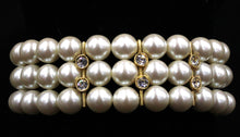 Load image into Gallery viewer, Faux Pearl Bracelet With  Cubic Zirconia Accents
