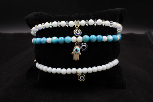 Evil Eye Stretchy Beaded Bracelet