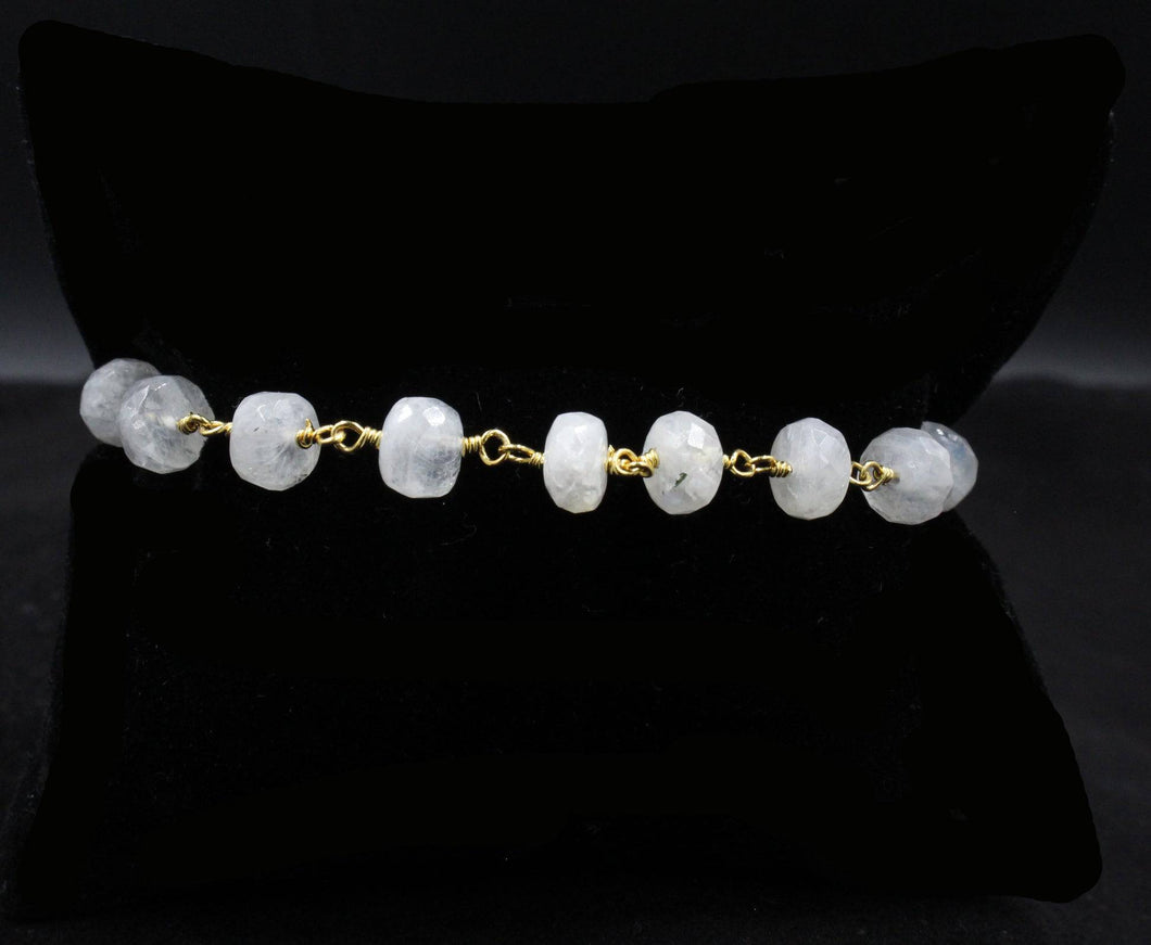 Vermeil Rainbow Moonstone Faceted Rondelle Bracelet
