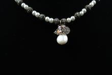 Load image into Gallery viewer, Faux White Pearl Necklace With Vintage Multi Iridescent Crystal Accent Beads
