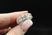 Load image into Gallery viewer, Sterling Silver Emerald Cut Halo Eternity Band
