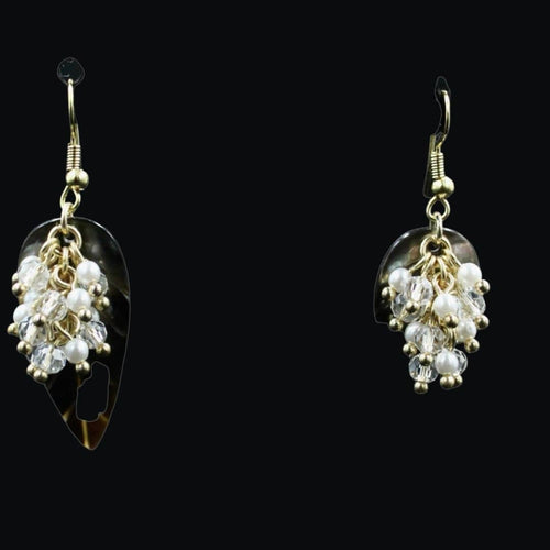 Shell Leaf Earring w/ Faux Pearl Dangle - Elegant Elements By Kelly