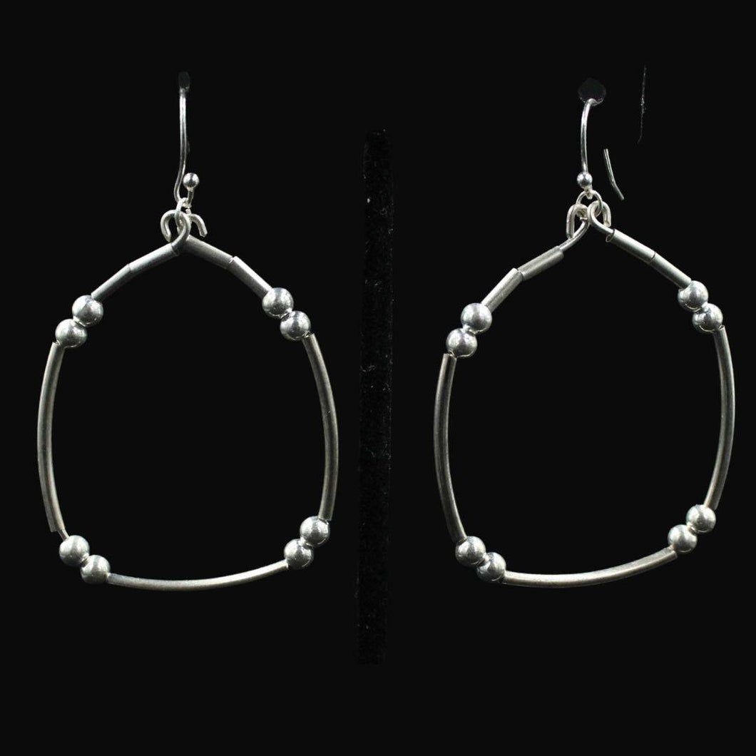 Sterling Silver Hoop Earrings With Small Sterling Silver Beads - Elegant Elements By Kelly