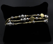 Load image into Gallery viewer, Silver And Gold Tone Three Row Beaded Bracelet
