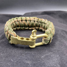 Load image into Gallery viewer, Men’s Green Paracord Camouflage Warrior Bracelet With Black Flag - Elegant Elements By Kelly
